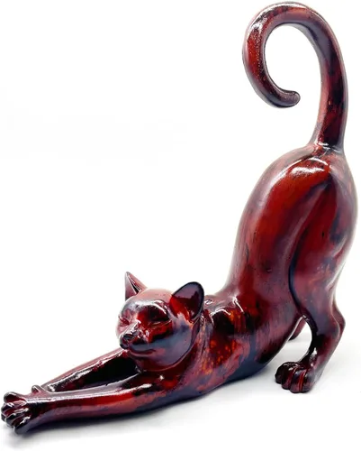 Vista 7 de Estatua de estiramiento de gato, escultura, regalos para amantes de los gatos, arte, oficina, decoración del hogar, accesorios de escritorio