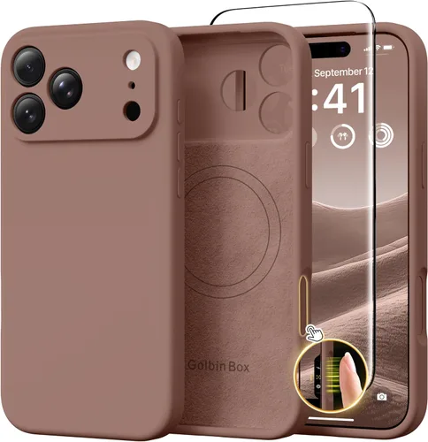 Vista 134 de GolbinBox Funda magnética para iPhone 17, compatible con MagSafe, cubierta de silicona integrada para control de cámara, funda de silicona líquida a