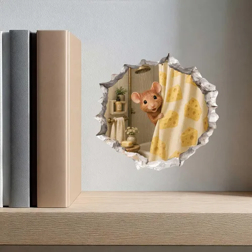 Vista 8 de Calcomanía de pared para mouse de ducha, adhesivo de pared con efecto 3D