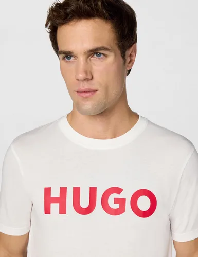 Vista 4 de Hugo Men's Print Logo Short Sleeve T-Shirt Blanco