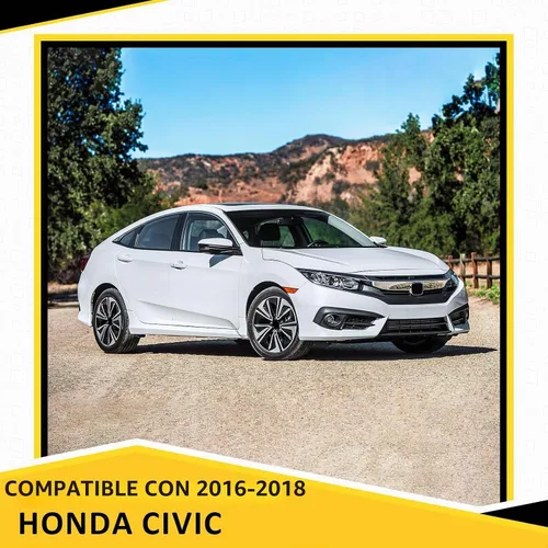 Vista 4 de PENSUN Parrilla de parachoques delantero con cromo + 2 bordes cromados para párpados para Honda Civic Sedan 2016 2017 2018