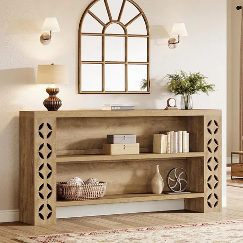 Vista 8 de Tribesigns Mesa consola de entrada extra larga de 70.9 pulgadas con almacenamiento, mesa de sofá estrecha detrás del sofá, muebles de entrada