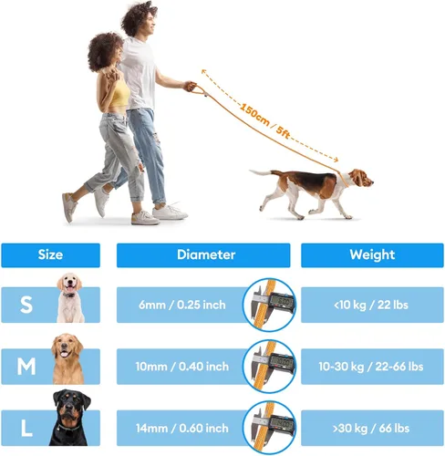Vista 5 de Grand Line Correa antideslizante para perro, correa de entrenamiento para perro sin tirones con cuerda reflectante de 5 pies, duradera y sin collar