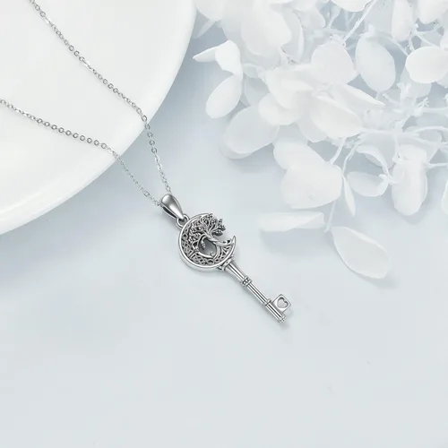 Vista 28 de ONEFINITY Collar de plata de ley 925 con diseño de árbol de la vida con colgante de nudo celta de concha de abulón para mujer