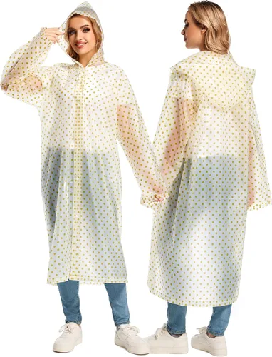 Vista 101 de 2 abrigos de lluvia de Borogo para adultos, chaquetas de lluvia reutilizables para hombres y mujeres