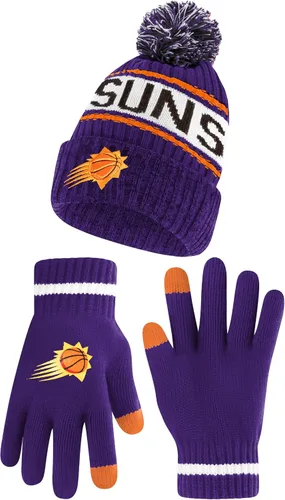 Vista 14 de Ultra Game NBA - Gorro de invierno súper suave para niños y niñas, con guantes de pantalla táctil extra cálidos