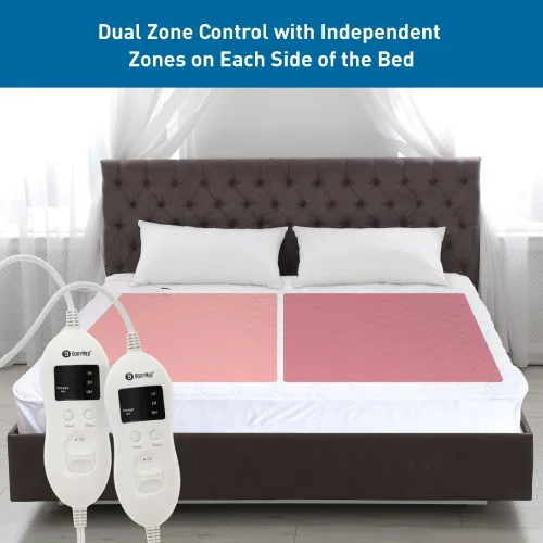 Vista 3 de BodyMed Protector de colchón térmico con falda, Queen, 60 x 80 pulgadas, cubrecolchón eléctrico ajustable con temperatura