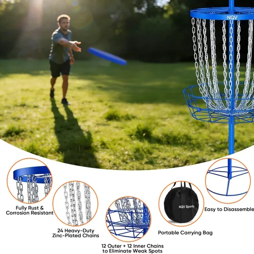 Vista 4 de NQV PRO Disc Golf Basket,Heavy Duty 24 Chain Portable Target with Transit Bag, Outdoor/Indoor