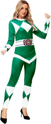 Vista 3 de AOBUTE Womens Rangers Costume 2 Piece Clothing Set Halloween Superhero Cosplay Shirt and Leggings