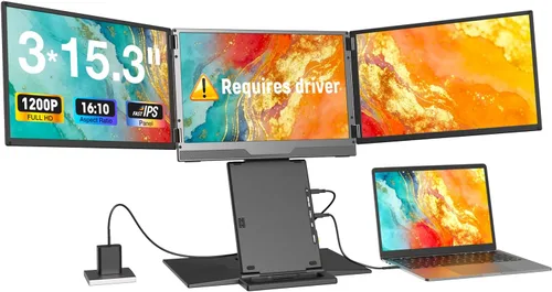 Vista 10 de Extensor de pantalla para laptop, 14 pulgadas, ultrafino y ligero, monitor de viaje portátil FHD de 1080P, Plug & Play, monitor extendido portátil
