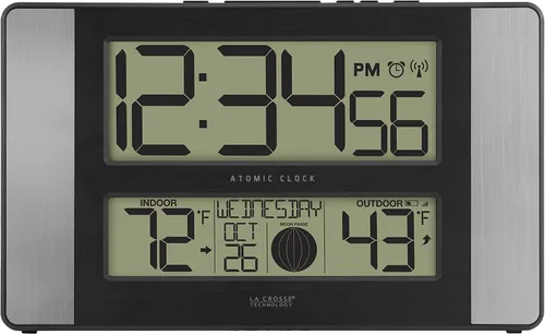 Vista 8 de La Crosse Technology Reloj digital de pared/mesa atómico, 11.1 x 6.5 pulgadas (513-1417BS)