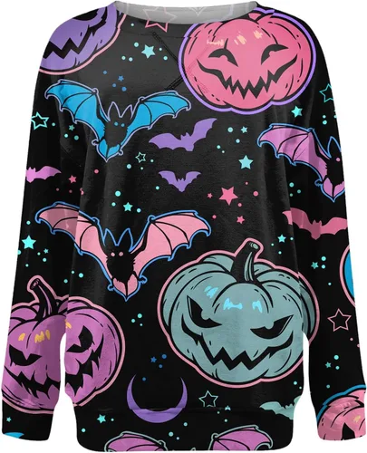 Vista 4 de Kenvina Sudaderas de otoño para mujer, cuello redondo, manga larga, ajuste holgado, suéter ligero y moderno