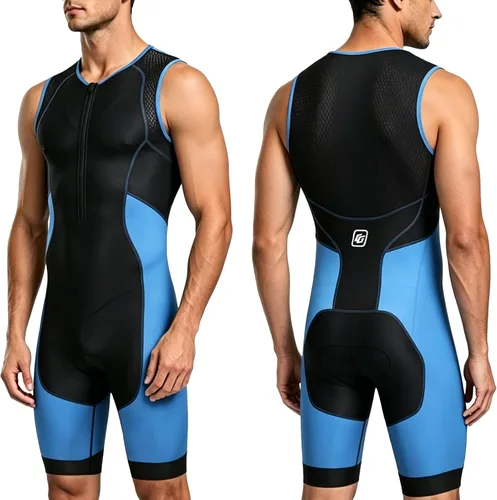 Vista 9 de Triathlon Suits Mens One-Piece Sleeveless Trisuits Skin Wet Suit for Running Cycling Swimming