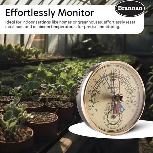 Vista 6 de Brannan Termómetro e higrómetro Max Min – Termómetro de invernadero ideal y medidor de humedad para monitorear temperaturas máximas y mínimas