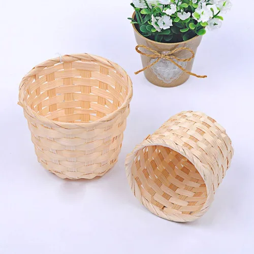 Vista 7 de BESPORTBLE Cesta de mimbre decorativa de bambú con tapa grande para habitación, hogar, oficina, entrada