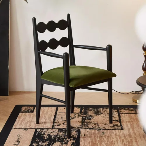 Vista 2 de Sillas de comedor tapizadas, silla de cocina con respaldo, silla de sala de estar con brazos versátil asiento de comedor de granja, sillas