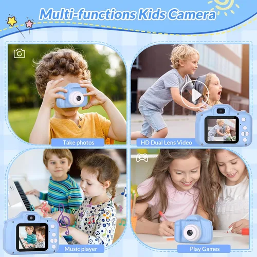 Vista 3 de Mafiti Cámara para Niños, Cámara Digital Mini Selfie de 26MP HD para Niños, Cámara para Niños Pequeños de Vídeo 1080P, Juguete al Aire Libre