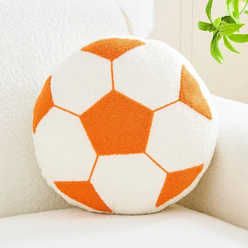 Vista 8 de Uvvyui Almohada de fútbol de fútbol con forma redonda, decorativa para decoración de habitación, cojín de felpa para sofá y dormitorio