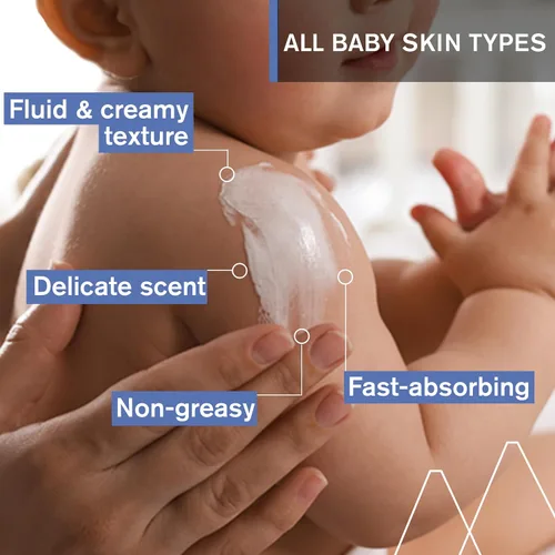 Vista 2 de Uriage Baby Daily Loción hidratante con Edelweiss orgánico + manteca de karité, nutre, hidrata y calma la piel, no grasa, con aroma delicado, 97%
