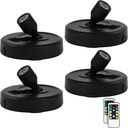 Vista 22 de Paquete de 2 Focos LED Inalámbricos a Batería para Cuadros, Luces de Disco con 2 Controles Remotos, Foco Adhesivo Regulable con Temporizador