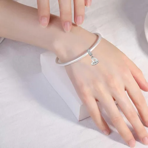 Vista 4 de KunBead Dije colgante de corazón para mujer y niña, compatible con pulseras Pandora, Cobre, vidrio