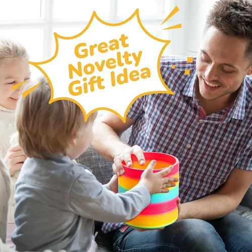 Vista 4 de Bedwina Jumbo Rainbow Spring Coil Toy - Bobina de resorte gigante de plástico de 6 pulgadas para niños, juguetes de primavera grandes para niños