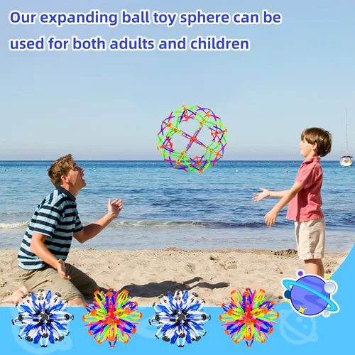 Vista 4 de 4 Piezas Esferas Pop Sensoriales Coloridas Juguete Fidget para Niños y Adultos Aliviar el Estrés, Pelotas Plegables Expandibles que se Expanden
