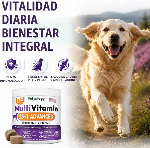 Vista 5 de Multivitamínico masticable para perros, 170 golosinas, vitaminas
