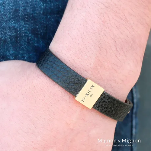 Vista 8 de MignonandMignon Pulsera de cuero personalizada para hombre, regalo para el día del padre, pulsera de cuero genuino a juego, regalo para padrastro