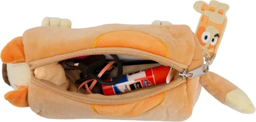 Vista 5 de AI ACCESSORY INNOVATIONS Bingo - Funda de almacenamiento multifunción de felpa suave, diseño de peluche Bluey con características 3D, color naranja