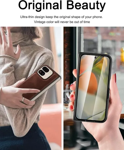 Vista 8 de Foluu Funda para Google Pixel 9 Pro Fold, con Protector de Pantalla Frontal Integrado, Cuero PU + Carcasa Rígida de PC Ultra Delgada Duradera Funda