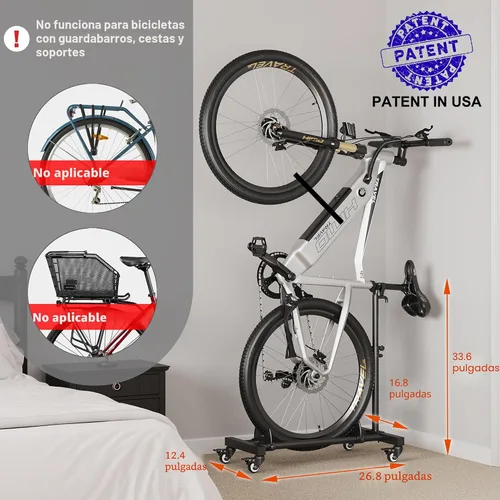 Vista 3 de Sttoraboks Soporte vertical para bicicleta, soporte de bicicleta independiente para garaje, soporte vertical para bicicleta, soporte para bicicleta