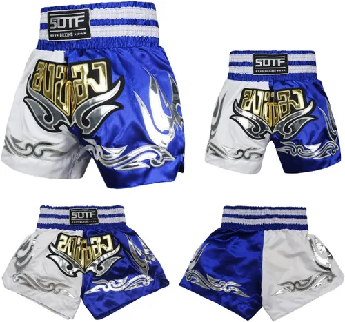 Vista 2 de Pantalones cortos de boxeo para mujer, pantalones cortos de entrenamiento de artes marciales mixtas para hombres, BJJ Muay Thai, pantalones cortos