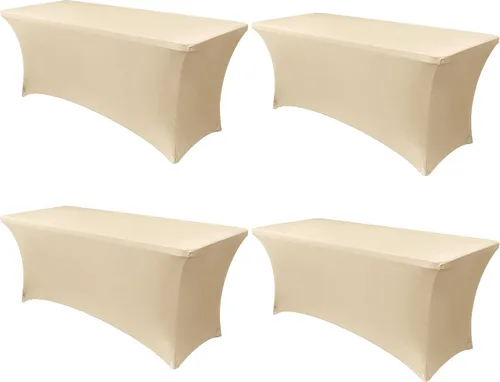 Vista 83 de Obstal Funda de mesa de elastano elástica de 4 pies para mesas plegables estándar, paquete de 2 manteles rectangulares universales ajustables