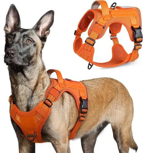 Vista 9 de rabbitgoo Arnés táctico para perros pequeños, chaleco de servicio militar sin tirones con asa y Molle, de fácil control para entrenar y caminar