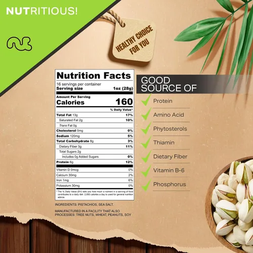 Vista 2 de Nut Cravings - Pistachos de California recién tostados y salados (16 onzas - 1 libra) empaquetados frescos en bolsa resellable - Snack de nueces