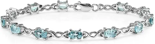 Vista 4 de Pulsera de tenis de estilo infinito con piedras preciosas en plata de ley, elige entre amatista o topacio azul, juego de piedras preciosas reales