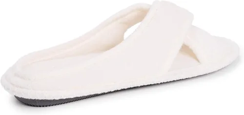 Vista 9 de MUK LUKS Zapatillas Ada de chenilla con banda cruzada para mujer, color blanco margarita Blanco (Daisy White)