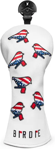 Vista 17 de Cubiertas para cabeza de golf, cubierta para driver, cubierta para madera 3, cubiertas para cabeza de híbrido, bordado, bandera estadounidense