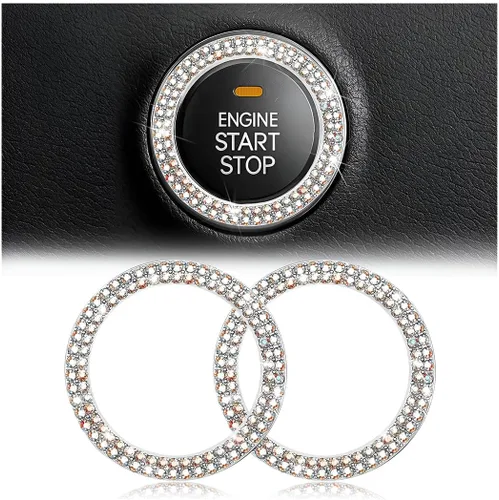 Vista 44 de Calcomanías de anillo de arranque de motor con diamantes de imitación de cristal, paquete de 2 unidades, cubierta / calcomanías para botón de Doble