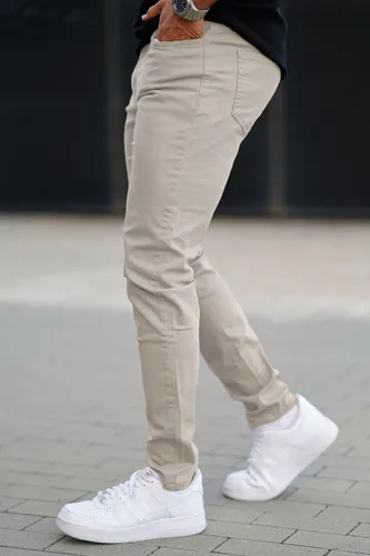 Vista 3 de GINGTTO Skinny Jeans Hombre Slim Fit Stretch Pierna cónica 28/30/ 32 in Beige