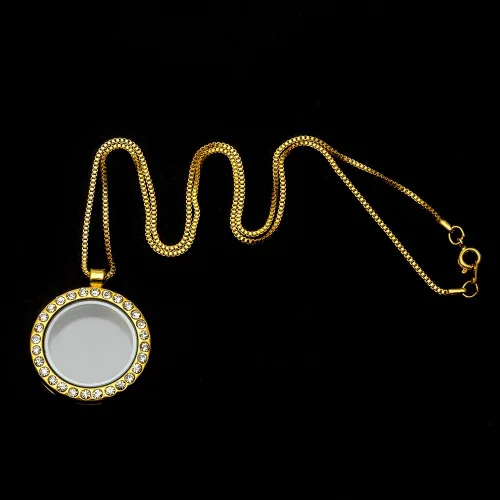 Vista 3 de RUBYCA - Collar con colgante de cristal redondo flotante con memoria, 20.0in