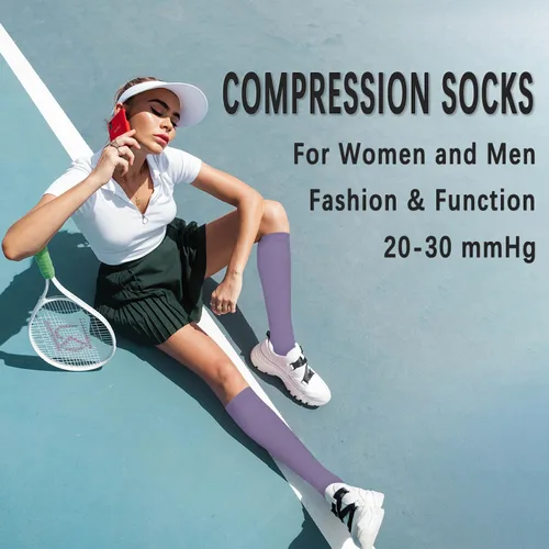 Vista 2 de CTHH 57 pares de calcetines de compresión para la circulación de mujeres y hombres, el mejor apoyo para correr, atletismo, enfermería, viajes