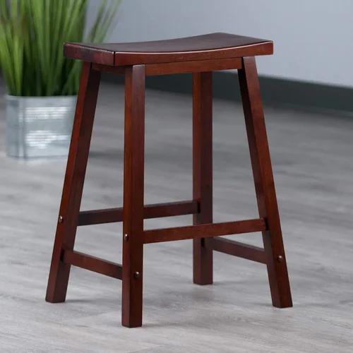 Vista 8 de Winsome Satori - Taburete de mostrador con asiento de sillín para cocina, 24 pulgadas, nogal