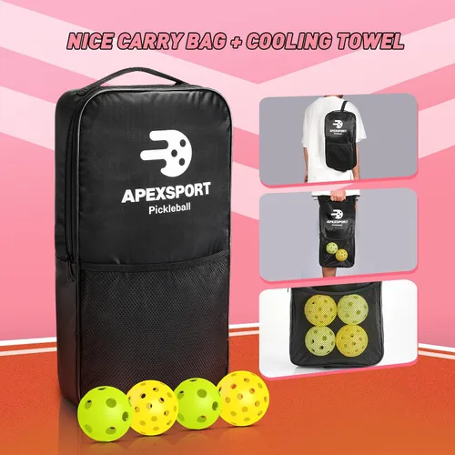 Vista 6 de Pickleball Paddles Set of 2/4, USAPA Approved Lightweight Fiberglass Pickleball Set with 4 Pickleballs, 1 Pickleball Sling Bag, Pickleball Gifts for