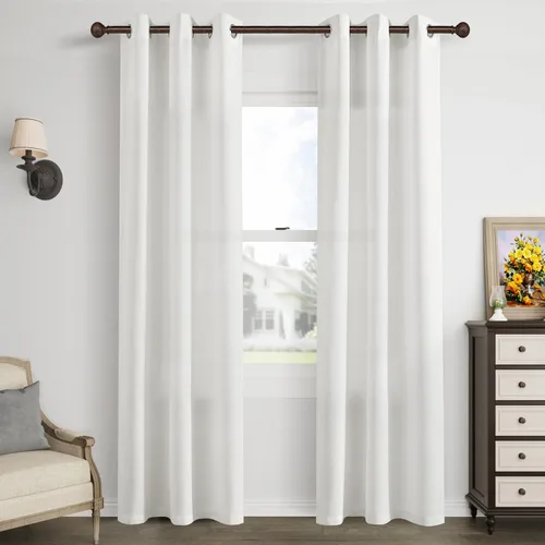 Vista 31 de Cortinas de lino negro para dormitorio y sala de estar de 84 pulgadas de largo, juego de 2 paneles, para habitación de niños, filtro de luz