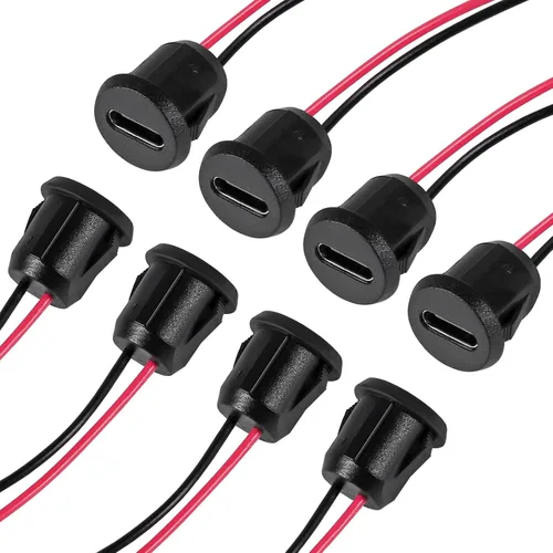 Vista 22 de 8 piezas de placa desnuda tipo C Chasis hembra impermeable 2P cable de soldadura tipo USB C Cable de extensión Cable de alimentación USB-C enchufe a