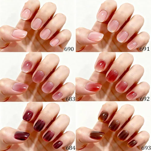 Vista 9 de AZUREBEAUTY Juego de Polvo de Inmersión de 6 Piezas Rubor Gelatina Degradado, Polvo de Inmersión Natural Arte de Uñas Francés Kit de Inicio