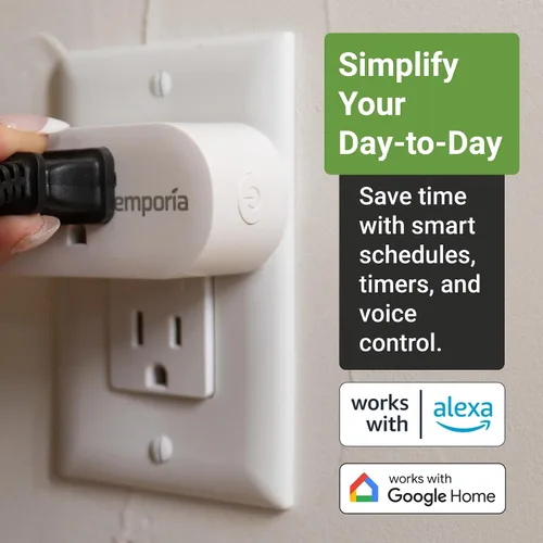 Vista 2 de Emporia - Enchufe inteligente con monitoreo de energía, enchufe inteligente WiFi funciona con Alexa y Google Home - Enchufe WiFi de 15A