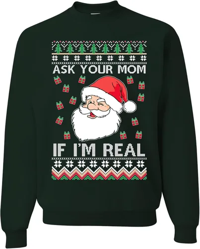 Vista 6 de wild custom apparel Suéter feo de Navidad a la moda más reciente de la colección 3 sudadera de cuello redondo Negro